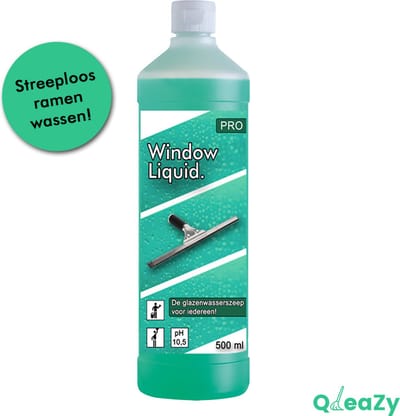 Doos 12x Window Liquid Glasreiniger 500 ml met Klikdop – Professionele Glazenwasserszeep – Voor Streeploos Ramen Wassen