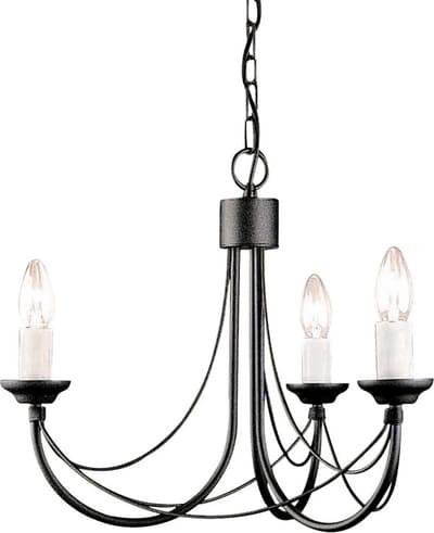 Landelijke Kroonluchter - Steady Lighting - Metaal - Landelijk - E14 - L: 47cm - Voor Binnen - Woonkamer - Eetkamer - Zwart