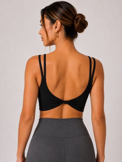 SparkNine Effortless crop top - met verwijderbare vulling - XL - zwart - twist back - stijlvol & ademend
