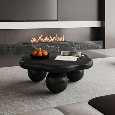 HAUSS SPOLE Salontafel - Wolkvormig Design Met Ronde Poten - Voor Woonkamer En Kleine Ruimtes - MDF - 80 x 35 cm - Zwart
