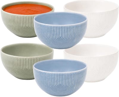 Secret de Gourmet Soepkommen Memphis - D14 cm - groen / blauw / wit - keramiek - schaaltjes