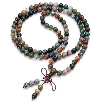 Marama - wikkelarmband Agaat Colors - edelsteen - elastisch - mala - damesarmband - 108 kralen - ketting