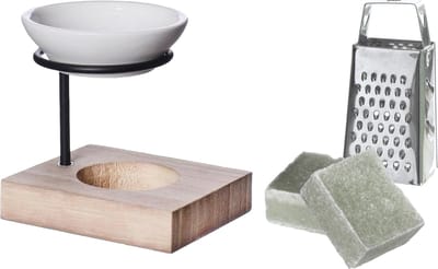 Ideas4seasons Amberblokjes/geurblokjes cadeauset - eucalyptus - inclusief geurbrander en mini rasp