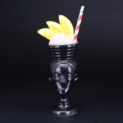 Maori Schone Vrouw Keramiek Tiki Beker Indiase Schoonheid Meisje Hawaïaanse Strandbar Cocktailglas Handelaar Smoothies Mok Container Kom 280ml zwart