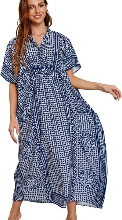 Zomerse Kaftan Jurk - Strandjurk Maxi - Stranddag Genieten - Bohemian Stijl - One Size - Meerdere Kleuren