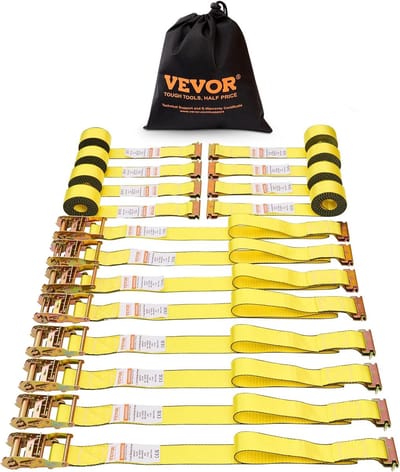 Spanbanden Set - Sjorbanden Ratelbanden - Veilig Transport - 8 Delige Set - 0.05 x 4.6m - Zwart