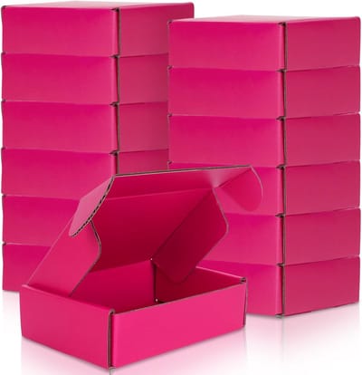 24 Stuks Felroze Verzenddozen Karton voor Cadeaus en Postgebruik, 15x10x5 cm