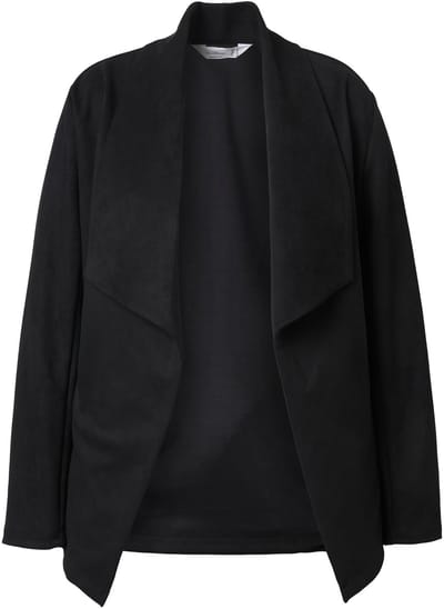 MIAMODA - Dames - Suède jasje straight fit verhoogde kraag openvallend jasje - Zwart - Maat 42