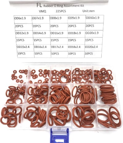 Flexigood® - O-Ringen Set 225 stuks – 15 verschillende maten – Rood Rubber Hoge Temperatuur - Afdichtingsringen set