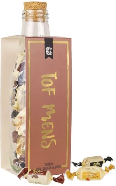 100%LEUK - Momenten fles met toffees - Tof mens