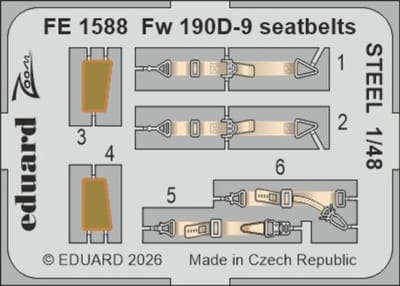 Eduard Modelbouwdecoratie - FE1588 Stalen Veiligheidsgordels voor Focke-Wulf Fw 190D-9 - Photo-etch