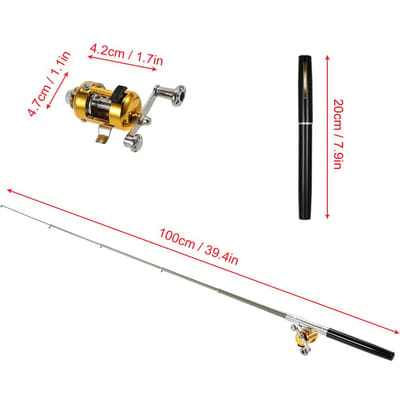 Vaste Hengel en Molen Combinatieset Telescopische Zakpen Hengel met Mini Trollingmolen Vissen zilver