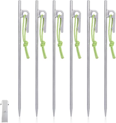 20 cm Titanium Legers Stakes voor Tent - Ultralichte Camping Haringen voor Harde Bodem - 6 Stuks voor Hiking en Klimmen