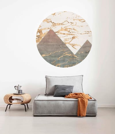 Fotobehang - Precious Peaks 125x125cm - Rond - Vliesbehang - Zelfklevend