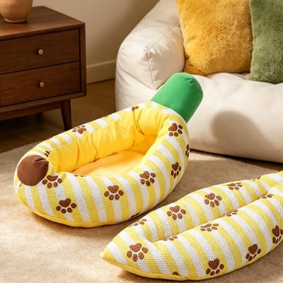 Zomer Banaan Hondennest Huisdier Koelmat Voor Honden Katten Huisdierbed Zacht En Comfortabel Kussen Hoge Kwaliteit Cadeaus Vloermatten (yellow,58x35cm)