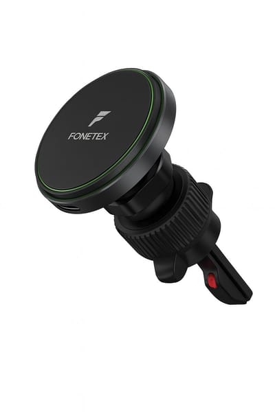 FoneTex Magnetische Telefoonhouders Auto met Qi Draadloze Oplader Auto (15 Watt Autolader) - Metalen Ring - Autohouder - Ventilatierooster - Telefoonhouder - GSM Houder - Geschikt voor Magsafe Autohouder