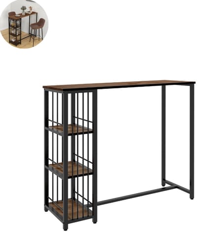 Bartafel keuken - Bartafel Set - Barkruk - Barstoel - Keukenstoel - Voetsteun - Zwart