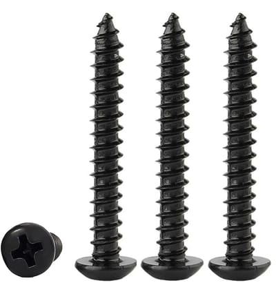 Allecto plus - Houtschroeven M4 x 35 mm, 50 stuks koolstofstaal met ronde kruiskop, zelftappende schroeven voor knutselen, timmerwerk en meubelmontage, duurzame bevestigingsmaterialen