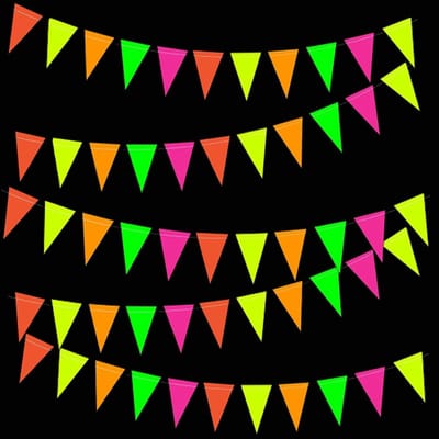 BRENZOOS- Vlaggetjesslinger Neon - Feestdecoratie - Verjaardagsversiering - Bruiloft Decoratie - Glow-Party Slinger - Duurzaam Papier