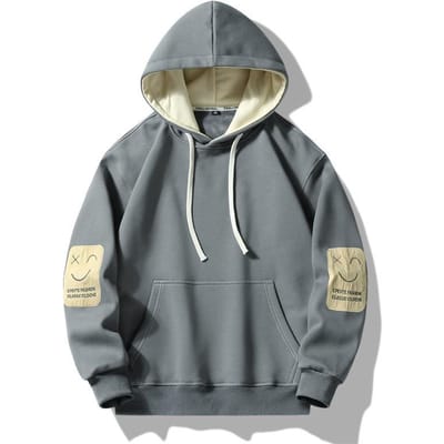 Hoodie met lange mouwen voor heren Casual Modetrend Smiley Capuchontop voor heren Lente en Herfst Havenstijl Basis T-shirt voor tieners 4XL gray