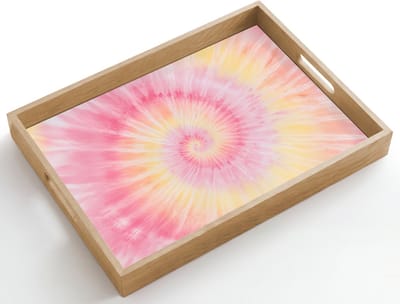 Dienblad hout 50x35 cm - Schootdienblad - Patroon - Tie Dye - Pasteltinten - Roze - Borrelplank rechthoek - Plateau dienbladen
