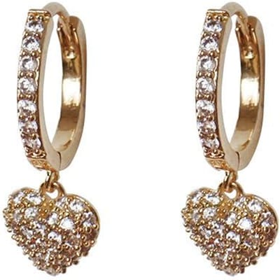 S925 Zilver Goudkleurig Oor Gesp Perzik Hart Diamant Oorbellen Dames Oor Accessoires Koude Stijl Alles Passende Oorbellen beige