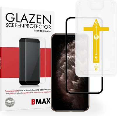 BMAX Screenprotector geschikt voor iPhone 11 Pro met applicator - Full Cover gehard glas - Tempered glas - Apple screenprotectors - Telefoonglaasje - Beschermglas - Glasplaatje - Screensaver - Screen protector - Case friendly - Zwart