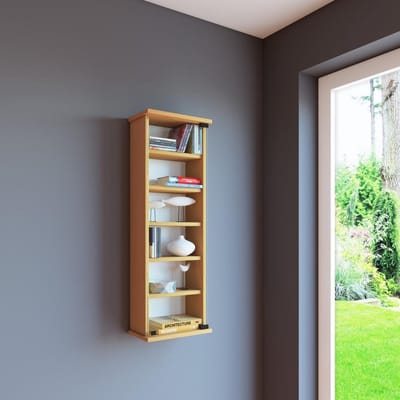 Houten CD DVD wandplank Hangende plank Wandkast Wandvitrinekast Loposa glazen deur