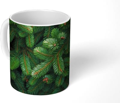 Mok - Koffiemok - Sparrentakken - Knoppen - Naalden - Groen - Mokken - 350 ML - Beker - Koffiemokken - Theemok