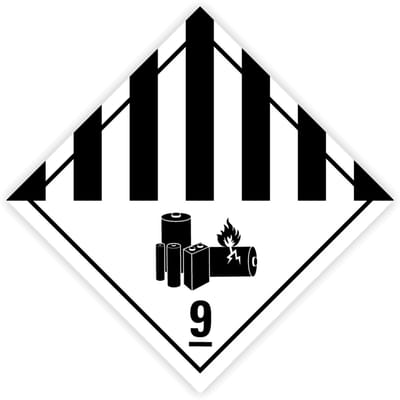 Gevaarsetiketten Klasse 9a - Stickers IMO-ADR-IATA 9A Miscellaneous Lithium Batteries - Formaat 25 x 25 cm