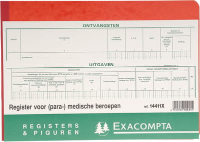 Exacompta Register Vrije Beroepen - niet BTW plichtig 21x29,7cm 80 blad - - 14411X