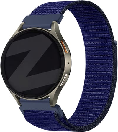 Bandz Smartwatch bandje 18mm nylon 'Easy fit' - geschikt voor Huawei Watch GT 5 Pro - 42mm / GT 5 - 41mm / GT 4 - 41mm / Watch 5 - 42mm - Fossil Gen 5e - 42mm / Gen 6 - 42mm - Withings ScanWatch Light / Steel HR - 36mm (blauw)