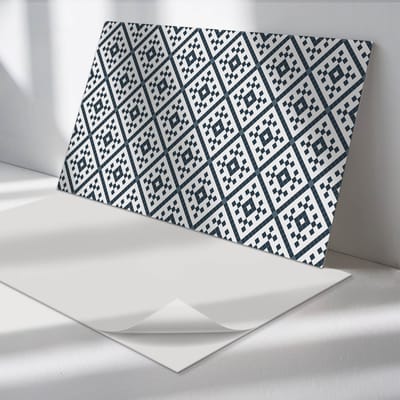 Wallfluent Vinyl Wandpaneel - Geometrisch ruitpatroon Zelfklevende Wandbekleding - 120 cm x 60 cm - Zwart Vinyl Wandpaneel - 1 stuk - Rechthoekig Wandbekleding Vinyl - Patroon Wandpaneel - Wandpaneel PVC - Wandpaneel Keuken en Badkamer