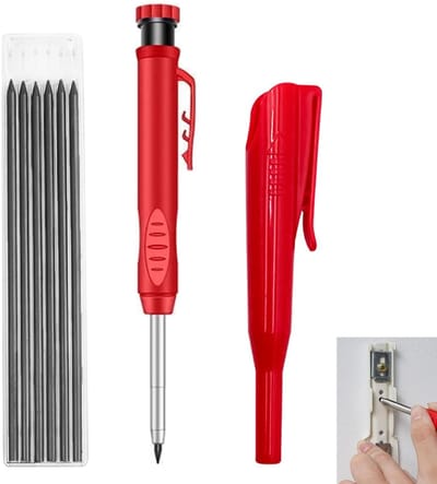 Cosensi - Professionele Highlighter - Ergonomische Houtpotlood - Zwart - Markeren - 6 Vervangingen - Geschikt voor Hout en Beton