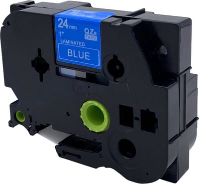 DULA Brother Compatible label tape- Tze-555 - 1 cassette - Brother P-Touch - Wit op blauw - 24mm x 8m