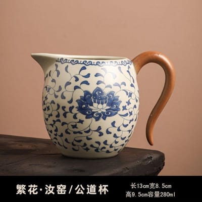 280ml Four Ru Bleu et Blanc Lotus Entrelacé Beauté Tasse Équitable Service à Thé Kung Fu Céramique Cha Hai Ménager Distributeur de Thé Unique 280ML gray