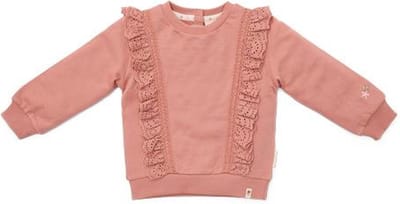 Little Dutch Trui Meisje - Maat 104 - Trui Volants - Kinderkleding Meisjes - Roze - Biologisch Katoen - Little Farm Warm Pink