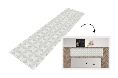 Keukenloper 200x50 cm - Keukenmat vinyl Patronen - Zilver - Retro - Keukenmatten loper - Keuken vloerkleed tapijt