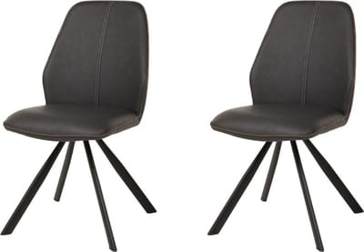 WAYS. – Moderne Kunstleren eetkamerstoelen – Bruin – Stevige houten vierpoot – 2 stuks