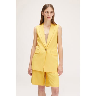 Motivi Linen Viscose Long Waistcoat Yellow Maat: XS | Gilets Outlet | Dames | Geel
