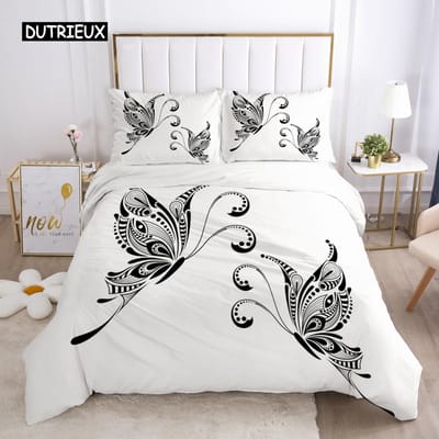Beddengoedset Dekbedovertrek Kussenslopen Trooster/Quilt/Dekenovertrek Luxe 3D HD-kwaliteit Gedrukt Reactieve Koningin Enkel blad EU single(135x200cm)