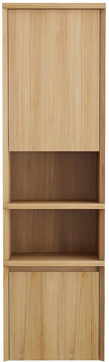 Vente-unique Zwevende badkamerkast in teakhout met nissen - H140 cm - KUPANG