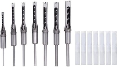 Boorset 7-delige set - Houtbewerkingsboor - Vierkante Boren - HSS Materiaal - Gatdiameter 6,4-16 mm - Scherpe Beitels - Houtboor