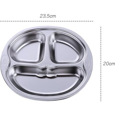 304 Roestvrij Staal Niet-Magnetisch Fastfood Verdeeld Dienblad Lunchcontainer Eten Diner Snackbord Met Deksel voor Kinderen Schoolkantine gray