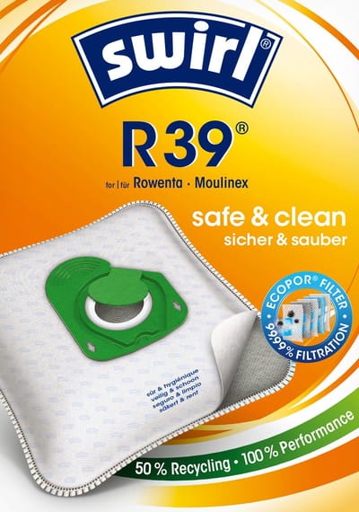 SWIRL - Stofzuigerzak R39- 10 stofzakken + 2 filters + 2 deo - geschikt voor stofzuigers van Rowenta en Moulinex