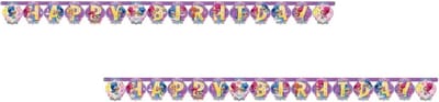 Amscan - Nickelodeon - Shimmer en Shine - Letterslinger - Happy Birthday banner - 200 Cm - Karton - 2 Stuks - Roze - Kinderfeest - Versiering - Verjaardag.