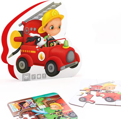 Eurekakids Puzzel 4 in 1 Brandweer - Vier Kinderpuzzels in Stijlvolle Verpakking - 6, 9, 12 en 16 Stukjes
