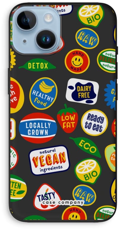 Case Company® - Hoesje geschikt voor iPhone 14 hoesje - Fruitsticker - Biologisch Afbreekbaar Telefoonhoesje - Bescherming alle Kanten en Schermrand