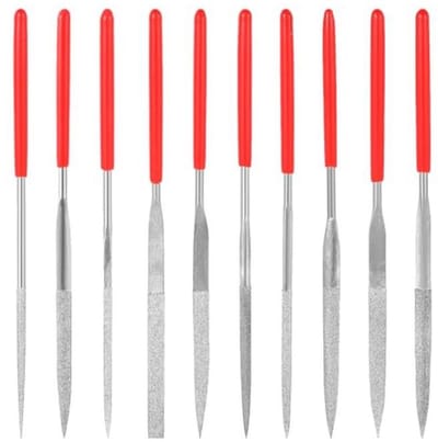 Set van 10 Diamantnaalden voor Precisiebewerking – Mini Metalen Vijlen en Snijgereedschap
