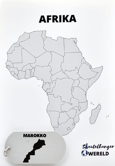 Marokko Sleutelhanger inclusief kaart – Marokko cadeau – beste land- Leuk kado voor je Vriend om te geven - 2.9 x 5.4CM